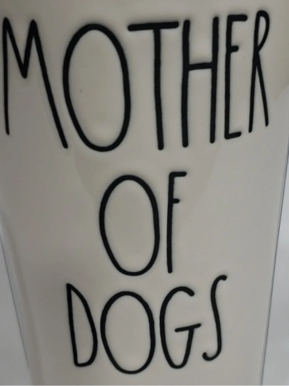 Rae Dunn MOTHER OF DOGS Ceramic Travel Tumbler Mug Black Lid